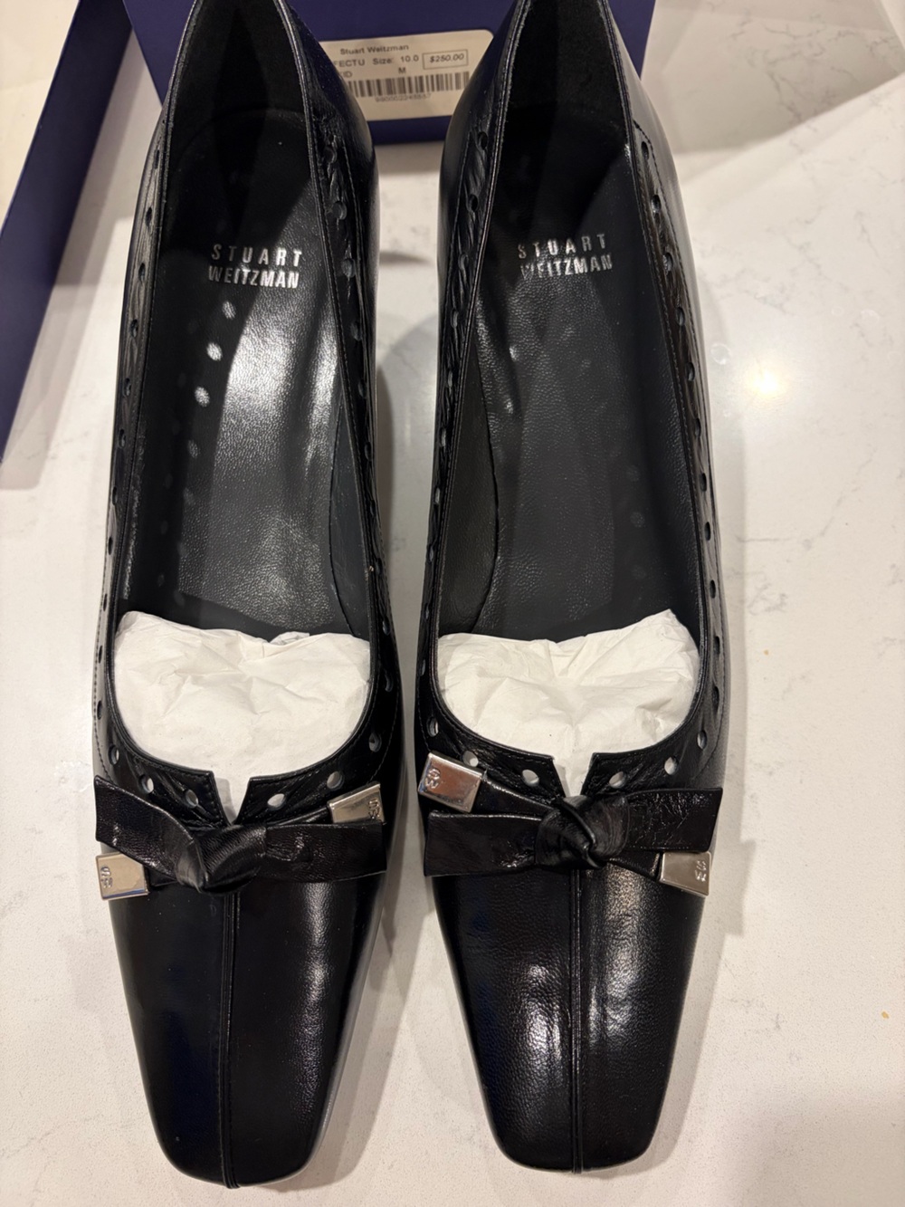 Vintage Stuart Weitzman Black Bow Kitten Heel